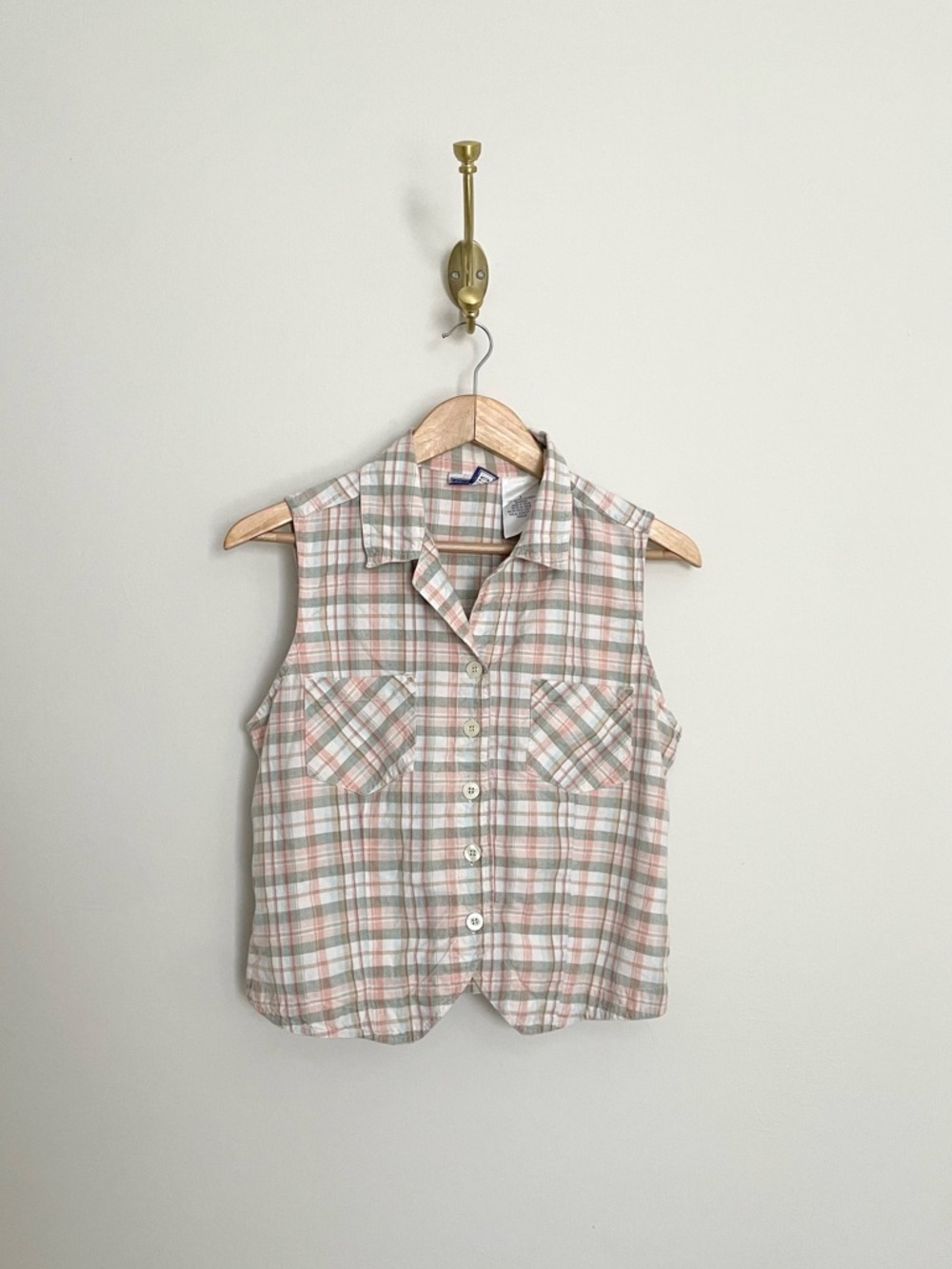 Vintage plaid button-front blouse
